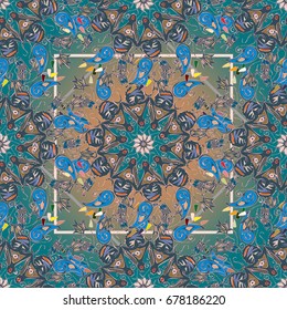 Abstract seamless pattern with handmade doodle. Background from mandala can be used for wallpaper, pattern fills, web page background, surface textures.