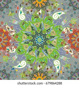 Abstract seamless pattern with handmade doodle. Background from mandala can be used for wallpaper, pattern fills, web page background, surface textures.