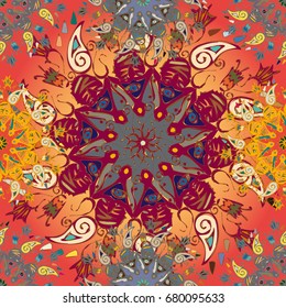 Abstract seamless pattern with handmade doodle. Background from mandala can be used for wallpaper, pattern fills, web page background, surface textures.