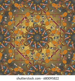 Abstract seamless pattern with handmade doodle. Background from mandala can be used for wallpaper, pattern fills, web page background, surface textures.