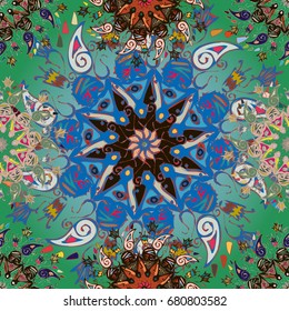 Abstract seamless pattern with handmade doodle. Background from mandala can be used for wallpaper, pattern fills, web page background, surface textures.