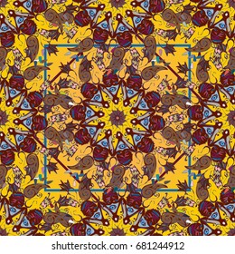 Abstract seamless pattern with handmade doodle. Background from mandala can be used for wallpaper, pattern fills, web page background, surface textures.