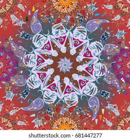 Abstract seamless pattern with handmade doodle. Background from mandala can be used for wallpaper, pattern fills, web page background, surface textures.