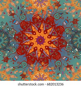 Abstract seamless pattern with handmade doodle. Background from mandala can be used for wallpaper, pattern fills, web page background, surface textures.