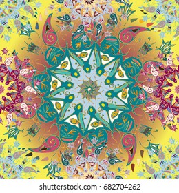 Abstract seamless pattern with handmade doodle. Background from mandala can be used for wallpaper, pattern fills, web page background, surface textures.