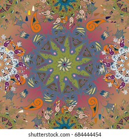 Abstract seamless pattern with handmade doodle. Background from mandala can be used for wallpaper, pattern fills, web page background, surface textures.