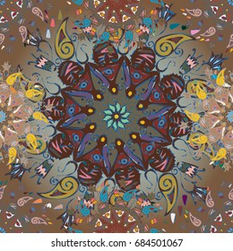 Abstract seamless pattern with handmade doodle. Background from mandala can be used for wallpaper, pattern fills, web page background, surface textures.