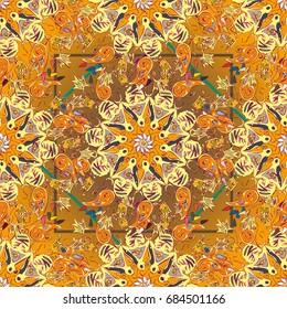 Abstract seamless pattern with handmade doodle. Background from mandala can be used for wallpaper, pattern fills, web page background, surface textures.