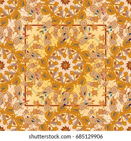 Abstract seamless pattern with handmade doodle. Background from mandala can be used for wallpaper, pattern fills, web page background, surface textures.