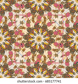 Abstract seamless pattern with handmade doodle. Background from mandala can be used for wallpaper, pattern fills, web page background, surface textures.