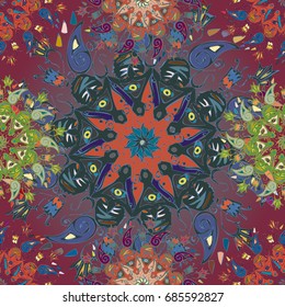 Abstract seamless pattern with handmade doodle. Background from mandala can be used for wallpaper, pattern fills, web page background, surface textures.