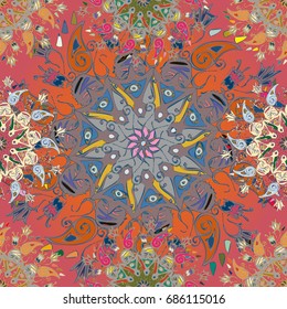 Abstract seamless pattern with handmade doodle. Background from mandala can be used for wallpaper, pattern fills, web page background, surface textures.