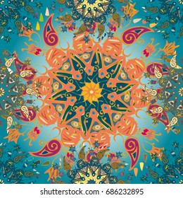 Abstract seamless pattern with handmade doodle. Background from mandala can be used for wallpaper, pattern fills, web page background, surface textures.