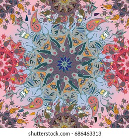 Abstract seamless pattern with handmade doodle. Background from mandala can be used for wallpaper, pattern fills, web page background, surface textures.