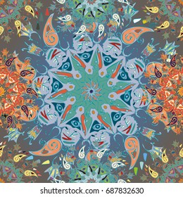 Abstract seamless pattern with handmade doodle. Background from mandala can be used for wallpaper, pattern fills, web page background, surface textures.