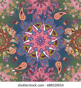 Abstract seamless pattern with handmade doodle. Background from mandala can be used for wallpaper, pattern fills, web page background, surface textures.