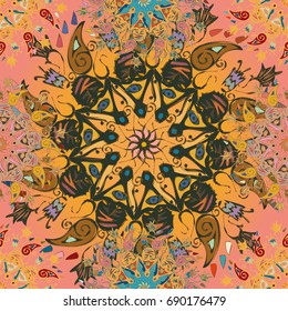 Abstract seamless pattern with handmade doodle. Background from mandala can be used for wallpaper, pattern fills, web page background, surface textures.