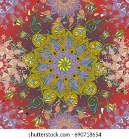 Abstract seamless pattern with handmade doodle. Background from mandala can be used for wallpaper, pattern fills, web page background, surface textures.