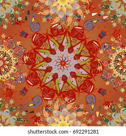 Abstract seamless pattern with handmade doodle. Background from mandala can be used for wallpaper, pattern fills, web page background, surface textures.