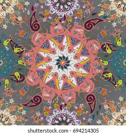 Abstract seamless pattern with handmade doodle. Background from mandala can be used for wallpaper, pattern fills, web page background, surface textures.