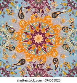 Abstract seamless pattern with handmade doodle. Background from mandala can be used for wallpaper, pattern fills, web page background, surface textures.