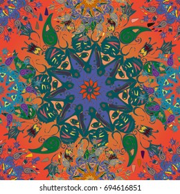 Abstract seamless pattern with handmade doodle. Background from mandala can be used for wallpaper, pattern fills, web page background, surface textures.