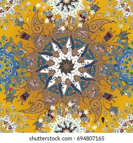 Abstract seamless pattern with handmade doodle. Background from mandala can be used for wallpaper, pattern fills, web page background, surface textures.