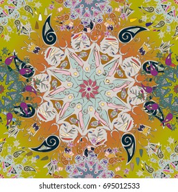 Abstract seamless pattern with handmade doodle. Background from mandala can be used for wallpaper, pattern fills, web page background, surface textures.