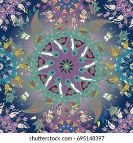 Abstract seamless pattern with handmade doodle. Background from mandala can be used for wallpaper, pattern fills, web page background, surface textures.