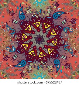 Abstract seamless pattern with handmade doodle. Background from mandala can be used for wallpaper, pattern fills, web page background, surface textures.