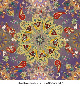 Abstract seamless pattern with handmade doodle. Background from mandala can be used for wallpaper, pattern fills, web page background, surface textures.