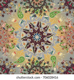 Abstract seamless pattern with handmade doodle. Background from mandala can be used for wallpaper, pattern fills, web page background, surface textures.