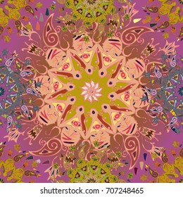 Abstract seamless pattern with handmade doodle. Background from mandala can be used for wallpaper, pattern fills, web page background, surface textures.