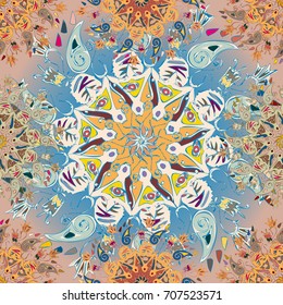 Abstract seamless pattern with handmade doodle. Background from mandala can be used for wallpaper, pattern fills, web page background, surface textures.