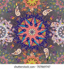 Abstract seamless pattern with handmade doodle. Background from mandala can be used for wallpaper, pattern fills, web page background, surface textures.