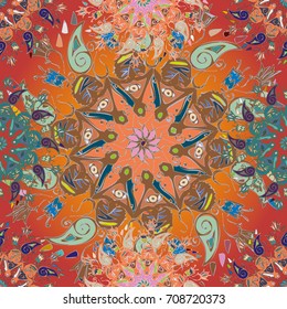 Abstract seamless pattern with handmade doodle. Background from mandala can be used for wallpaper, pattern fills, web page background, surface textures.