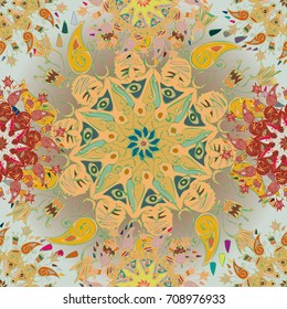 Abstract seamless pattern with handmade doodle. Background from mandala can be used for wallpaper, pattern fills, web page background, surface textures.