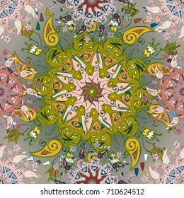 Abstract seamless pattern with handmade doodle. Background from mandala can be used for wallpaper, pattern fills, web page background, surface textures.