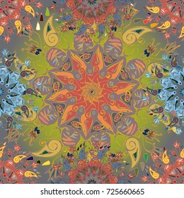 Abstract seamless pattern with handmade doodle. Background from mandala can be used for wallpaper, pattern fills, web page background, surface textures.