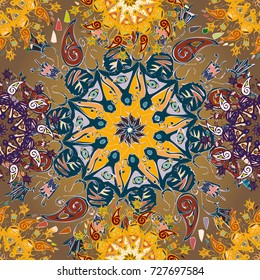 Abstract seamless pattern with handmade doodle. Background from mandala can be used for wallpaper, pattern fills, web page background, surface textures.