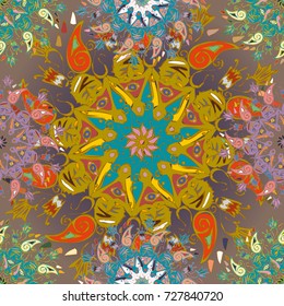 Abstract seamless pattern with handmade doodle. Background from mandala can be used for wallpaper, pattern fills, web page background, surface textures.