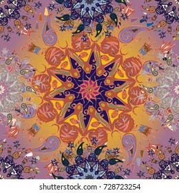 Abstract seamless pattern with handmade doodle. Background from mandala can be used for wallpaper, pattern fills, web page background, surface textures.