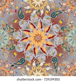 Abstract seamless pattern with handmade doodle. Background from mandala can be used for wallpaper, pattern fills, web page background, surface textures.