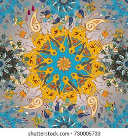 Abstract seamless pattern with handmade doodle. Background from mandala can be used for wallpaper, pattern fills, web page background, surface textures.