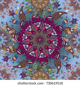 Abstract seamless pattern with handmade doodle. Background from mandala can be used for wallpaper, pattern fills, web page background, surface textures.