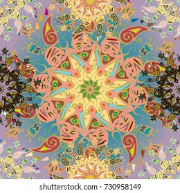 Abstract seamless pattern with handmade doodle. Background from mandala can be used for wallpaper, pattern fills, web page background, surface textures.