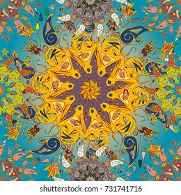 Abstract seamless pattern with handmade doodle. Background from mandala can be used for wallpaper, pattern fills, web page background, surface textures.
