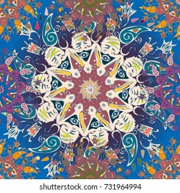 Abstract seamless pattern with handmade doodle. Background from mandala can be used for wallpaper, pattern fills, web page background, surface textures.