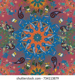 Abstract seamless pattern with handmade doodle. Background from mandala can be used for wallpaper, pattern fills, web page background, surface textures.