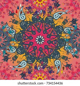 Abstract seamless pattern with handmade doodle. Background from mandala can be used for wallpaper, pattern fills, web page background, surface textures.